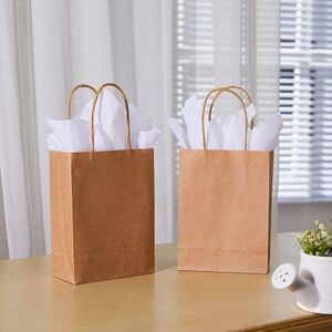 50 Brown Kraft Paper Gift Bags with Handles